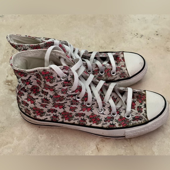 CONVERSE CHUCK TAYLORS ● Unisex ● Names in Hearts High-Top Sneakers ● Y2K - Picture 4 of 5